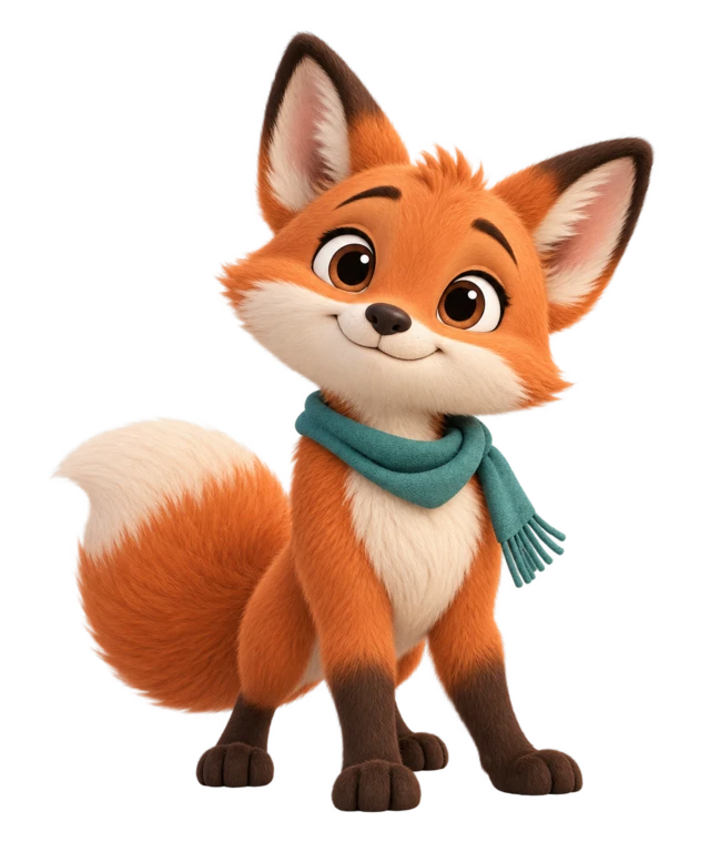 Un renard souriant en 3D, compagnon des émotions de Dimodi